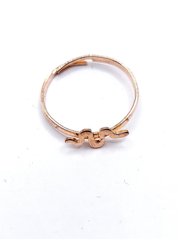 Goudkleurige/rose ring slangetje, verstelbaar, 15mm