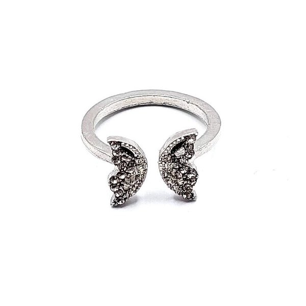 Zilverkleurige/strass/vlinder ring (Ø 17mm)