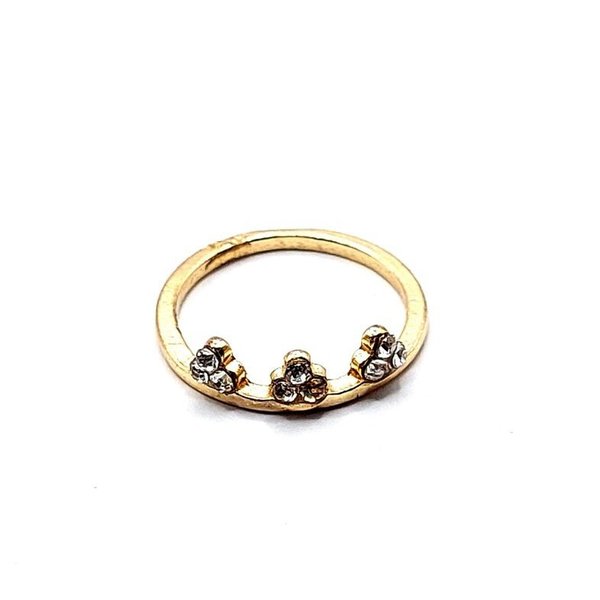 Goudkleurige ring met 3x3 strass-steentjes (Ø 18mm)