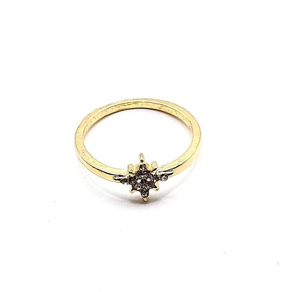Goudkleurige ring met ster-vorm en strass-steentje (Ø 18mm)