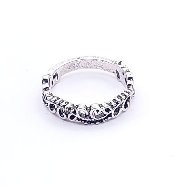 Zilverkleurige ring decor, "antiek look",  16mm