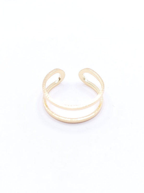 Goudkleurige ring, 2 rijen, smal, verstelbaar, 16mm
