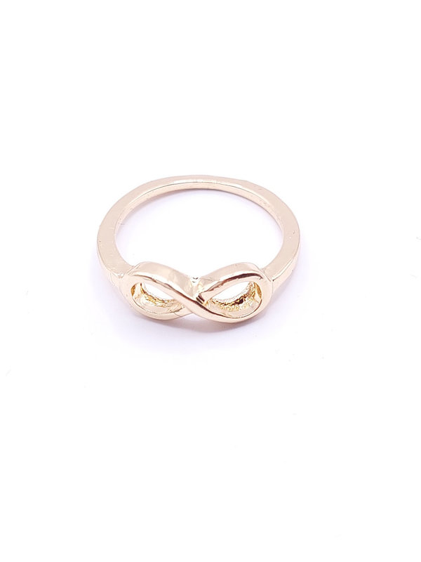 Goudkleurige ring, infinity teken, 16mm