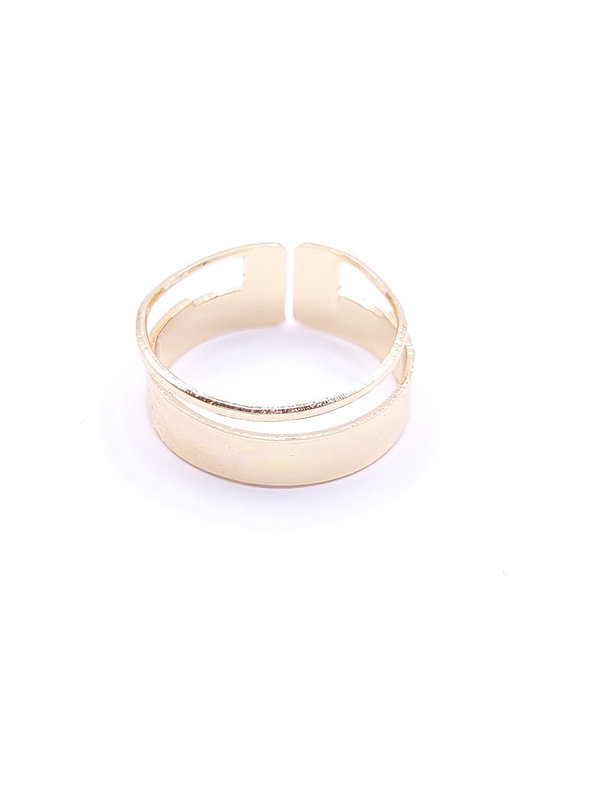 Goudkleurige ring, 2 rijen, breed, verstelbaar, 15mm