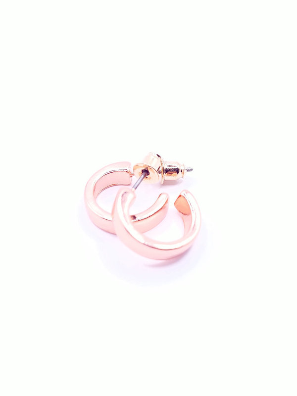 Rosé-kleurige oorbellen, ringen, plat, breed
