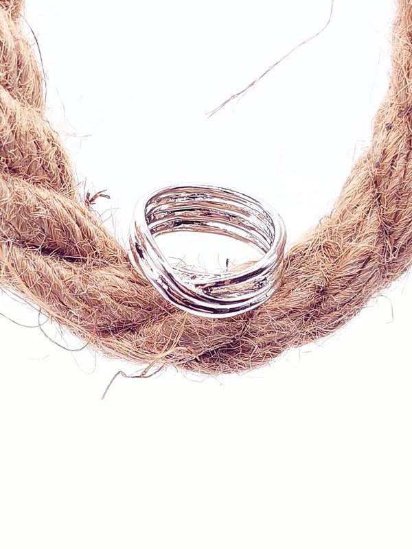 Zilverkleurige ring, Roestvrij Staal, motief, ( Ø 17mm )