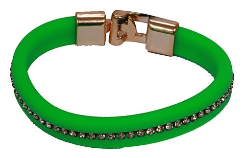 Siliconen armband Crystal. Donker groen