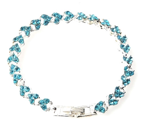Armband met geslepen kristal, neutraal en aqua blauw