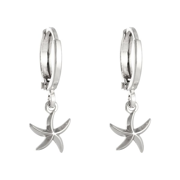 Oorbellen. Stainless steel earrings/Starfish (zeester). RVS.
